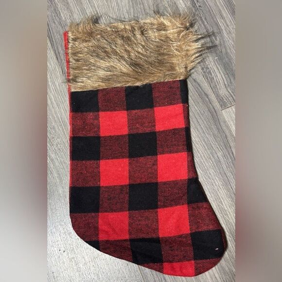 Other - 🎄❤️🎄New Red Buffalo Check & Faux Fur Christmas Stocking